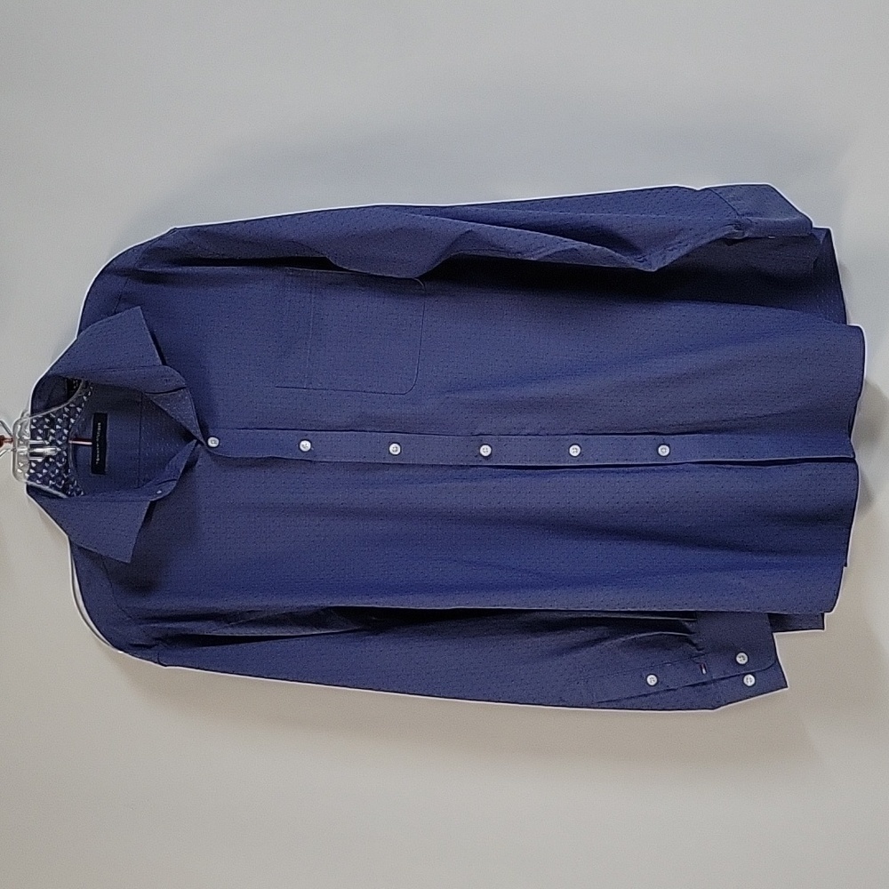 Tommy Hilfiger Men's Blue Long-Sleeved Button-Down Shirt, Size Large